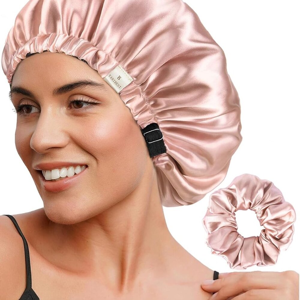 Adjustable Silk Bonnet Double Layer Satin Bonnet Hair Bonnet For Sleeping Bonnet